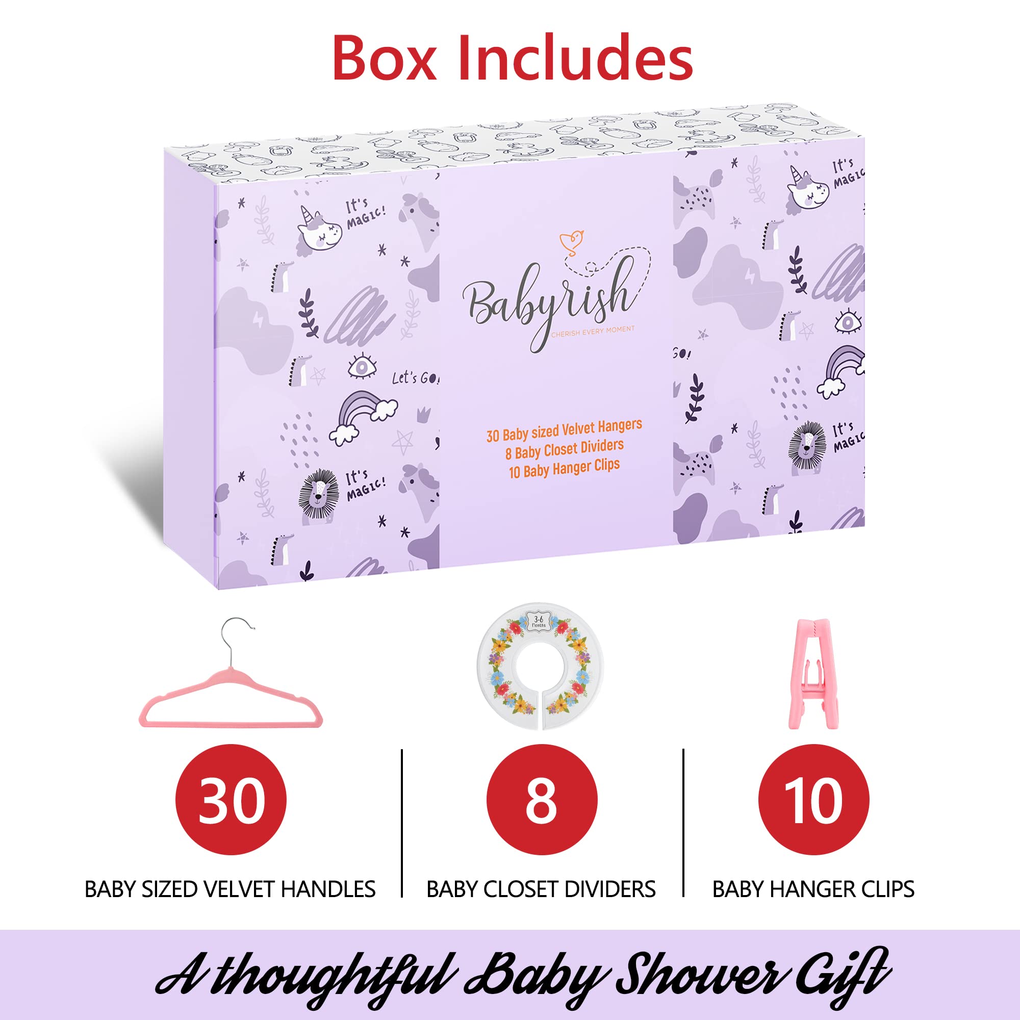 Babyrish velvet baby hangers pink gentle edges protect fabrics