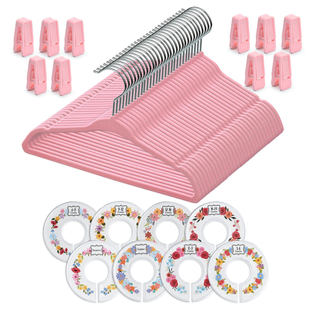 Babyrish velvet baby hangers pink ultra-thin 11 inch profile