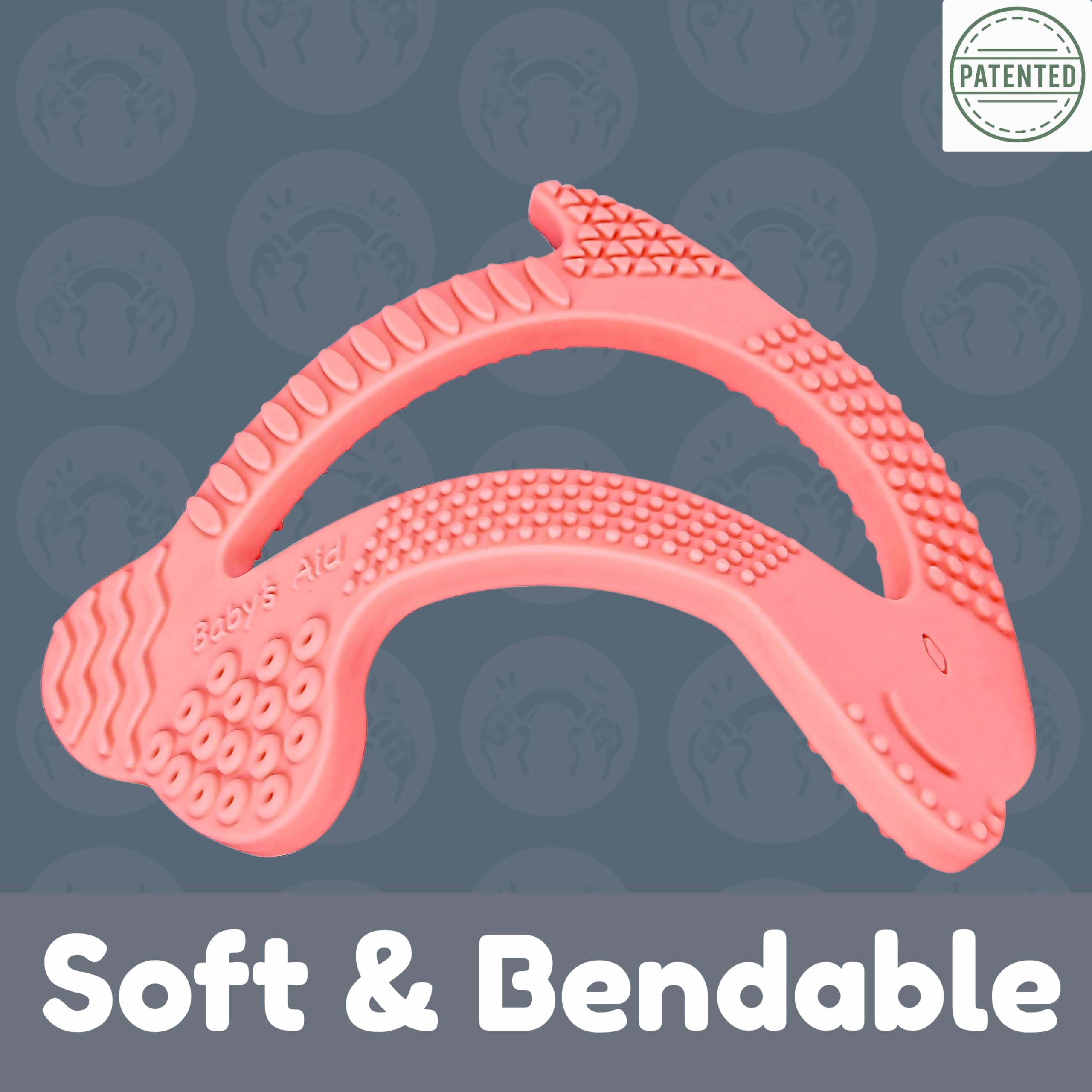 Baby's Aid silicone aqua mint teether calm gums with food grade safety