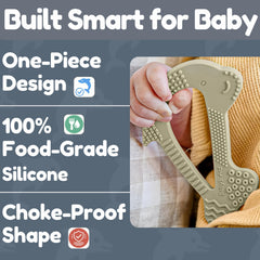 Baby's Aid teether BPA-free silicone in Aqua Mint color for safe chewing.