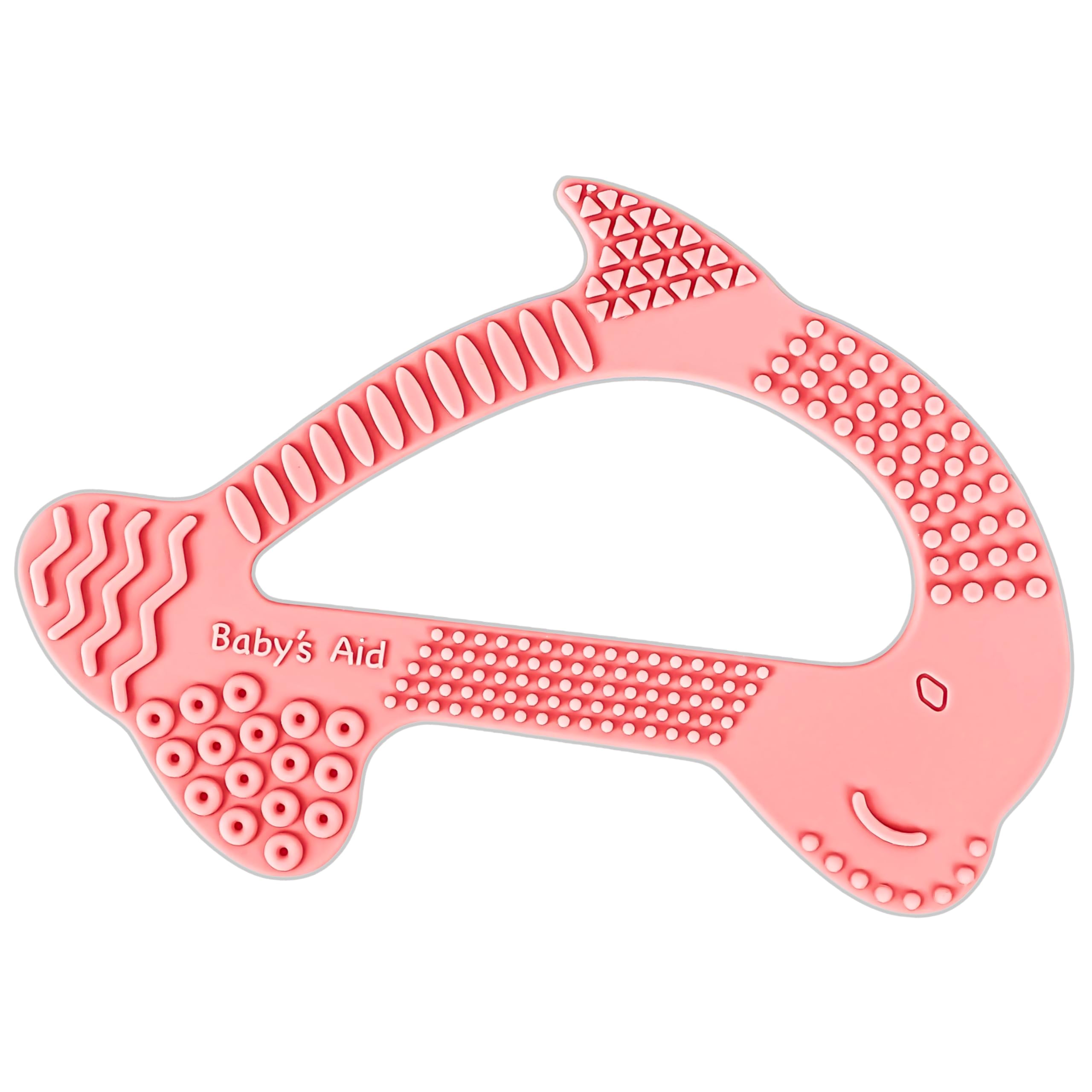 Baby's Aid dolphin-teether front view for gentle gum relief during teething