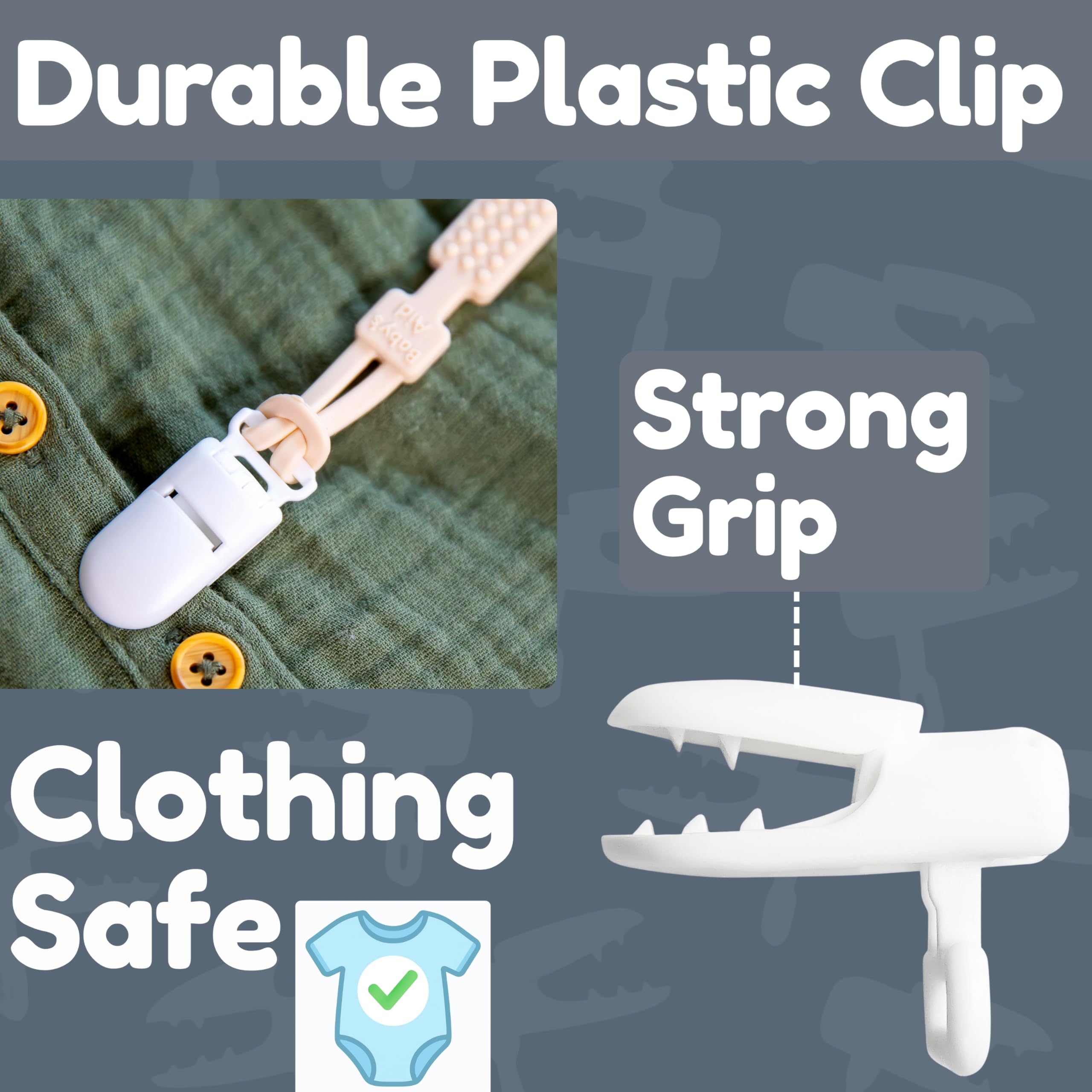 Baby's Aid pacifier clip secure-to-clothes for on-the-go adventures