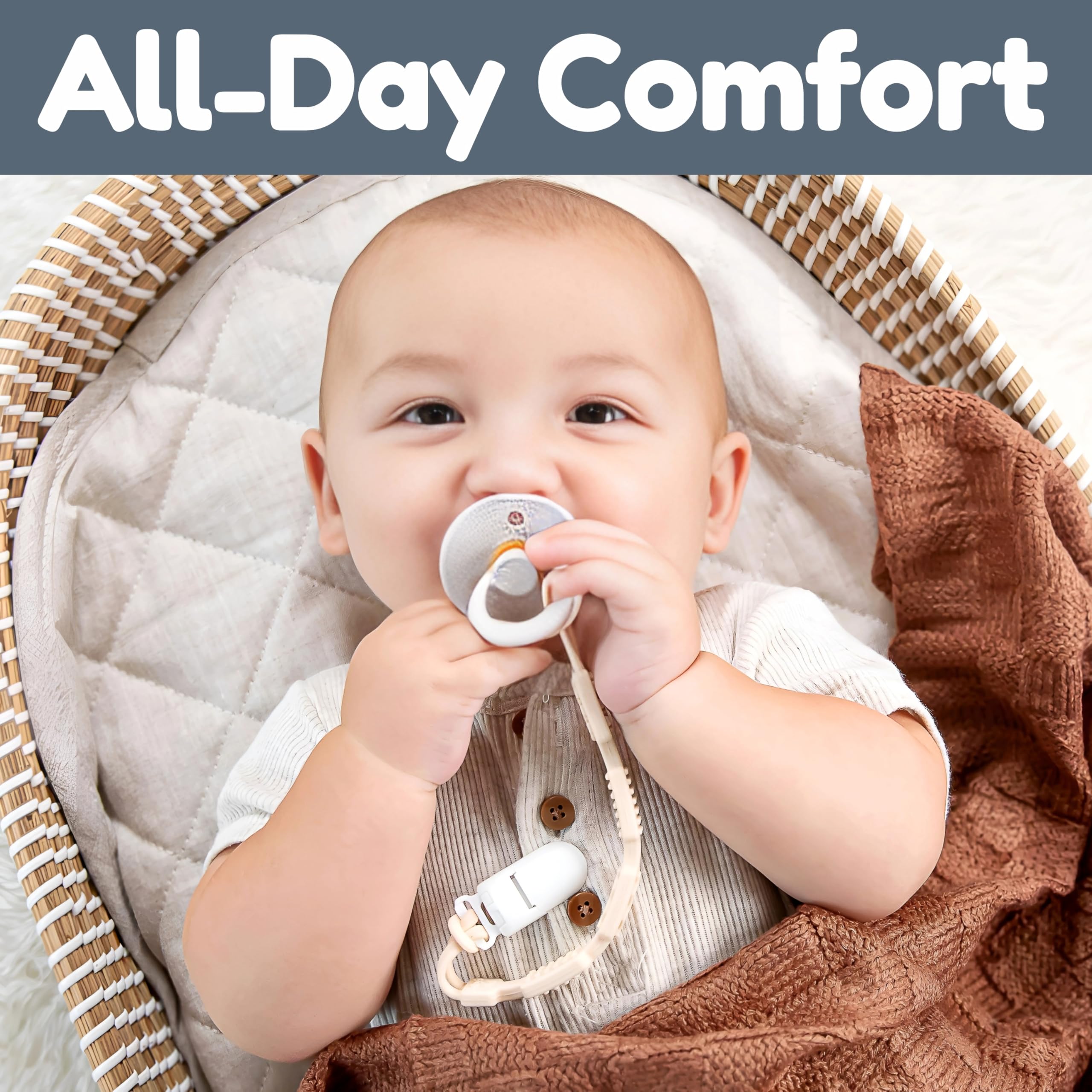 Baby's Aid silicone pacifier clip dishwasher-safe for quick cleaning