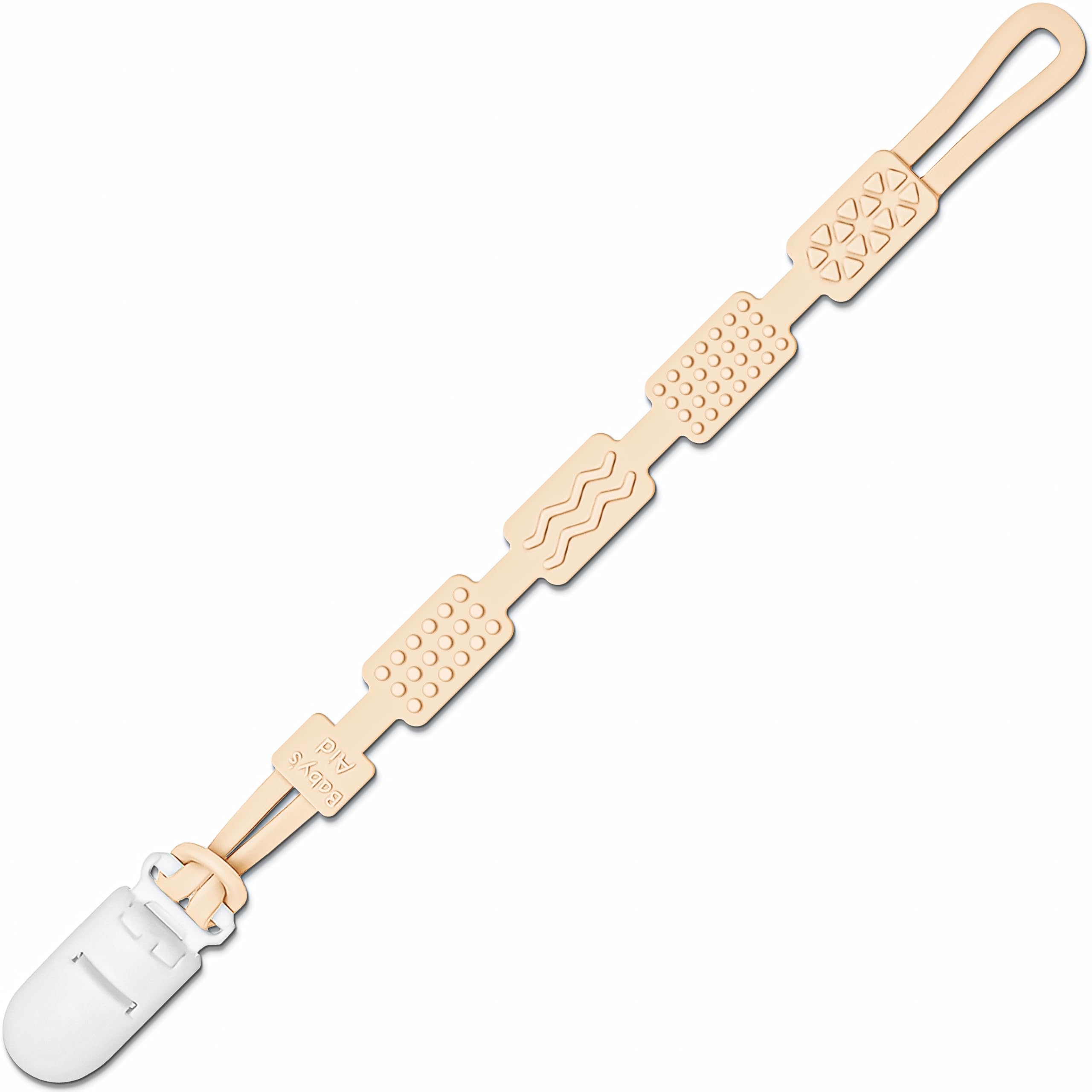 Baby's Aid silicone pacifier clip textures side view for teething comfort