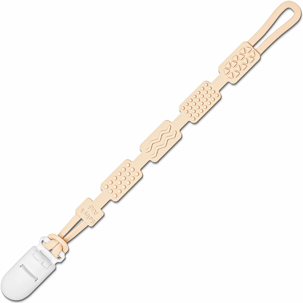 Baby's Aid silicone pacifier clip textures side view for teething comfort