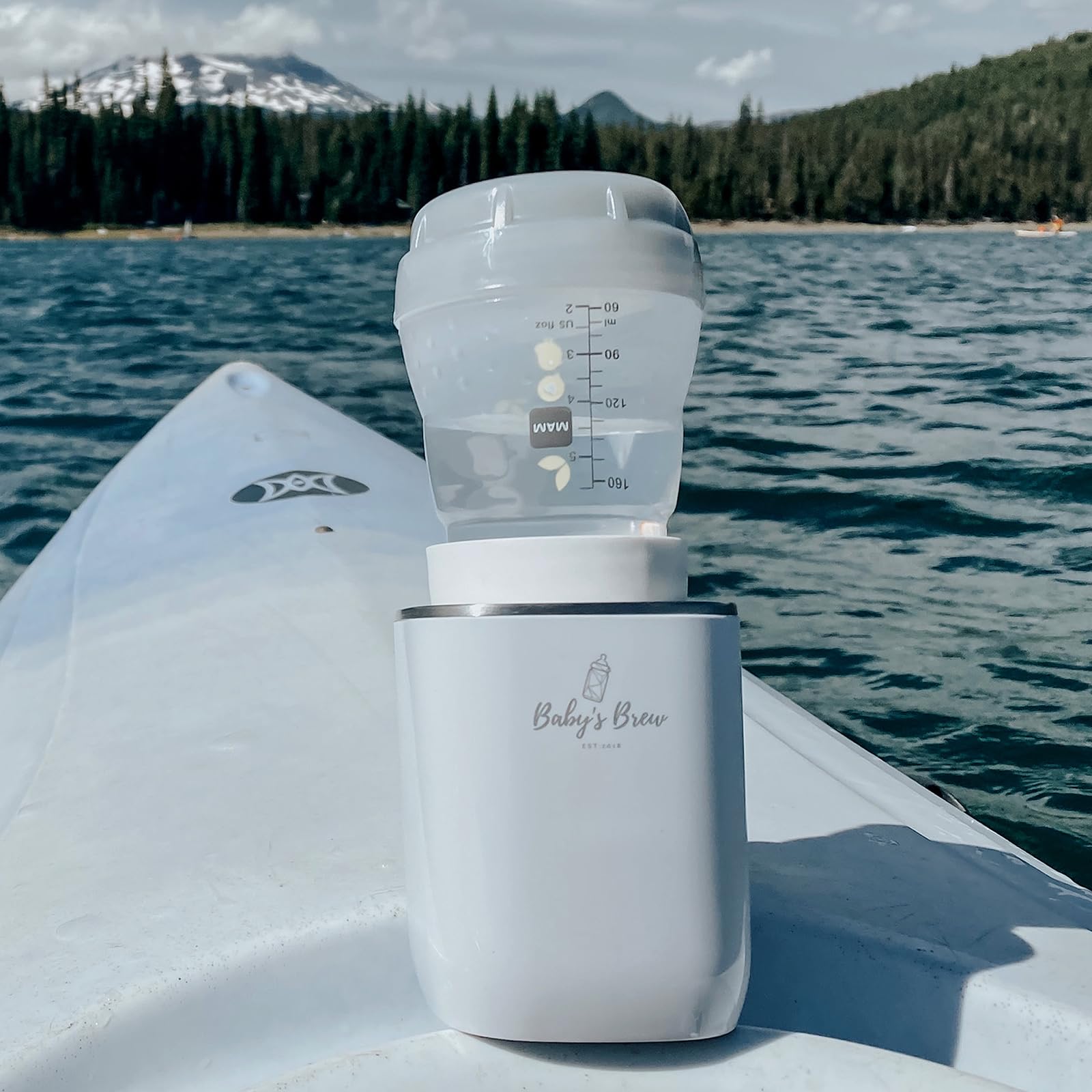Baby's Brew stainless steel design shown for easy cleaning and travel friendly use.