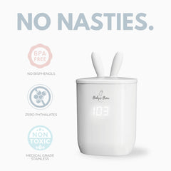 Baby's Brew stainless-steel, leak-proof design ready to wipe clean during busy days