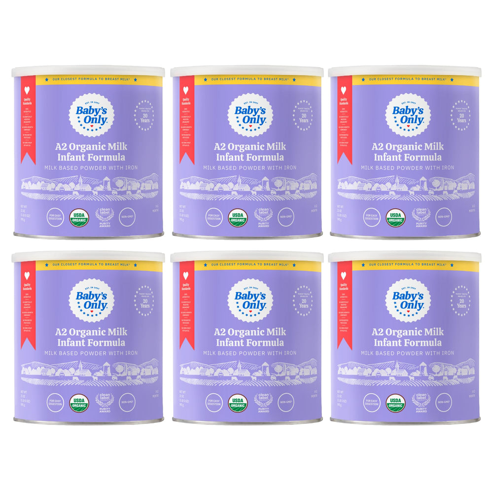 Baby's Only A2 Organic Milk Infant Formula canister for organized storage and quick prep.