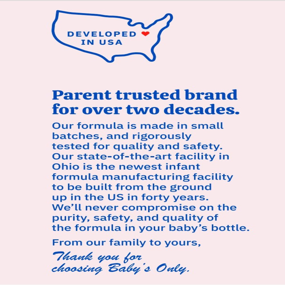 Baby's Only Complete Nutrition 4-pack bulk packs for savings and steady supply.
