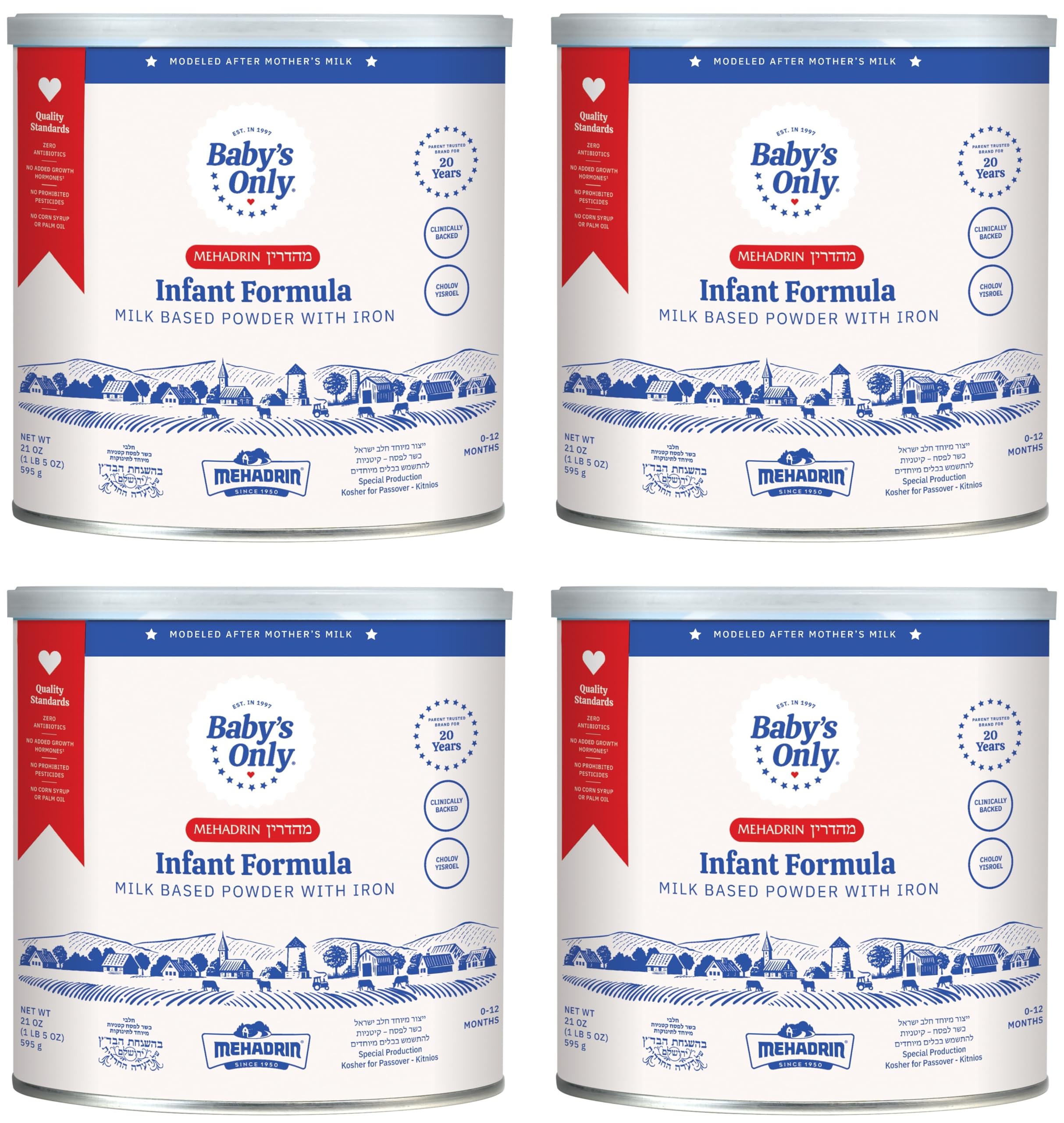 Baby's Only Complete Nutrition front can view highlights bulk 4-pack savings for new parents.