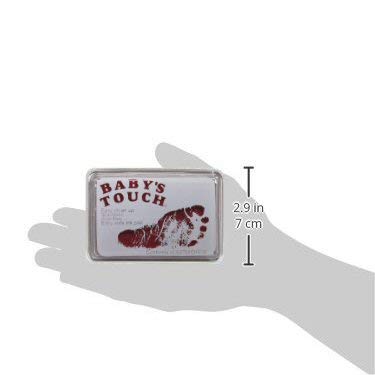 Baby's Touch pink ink pad shows easy cleanup after fingerprinting.