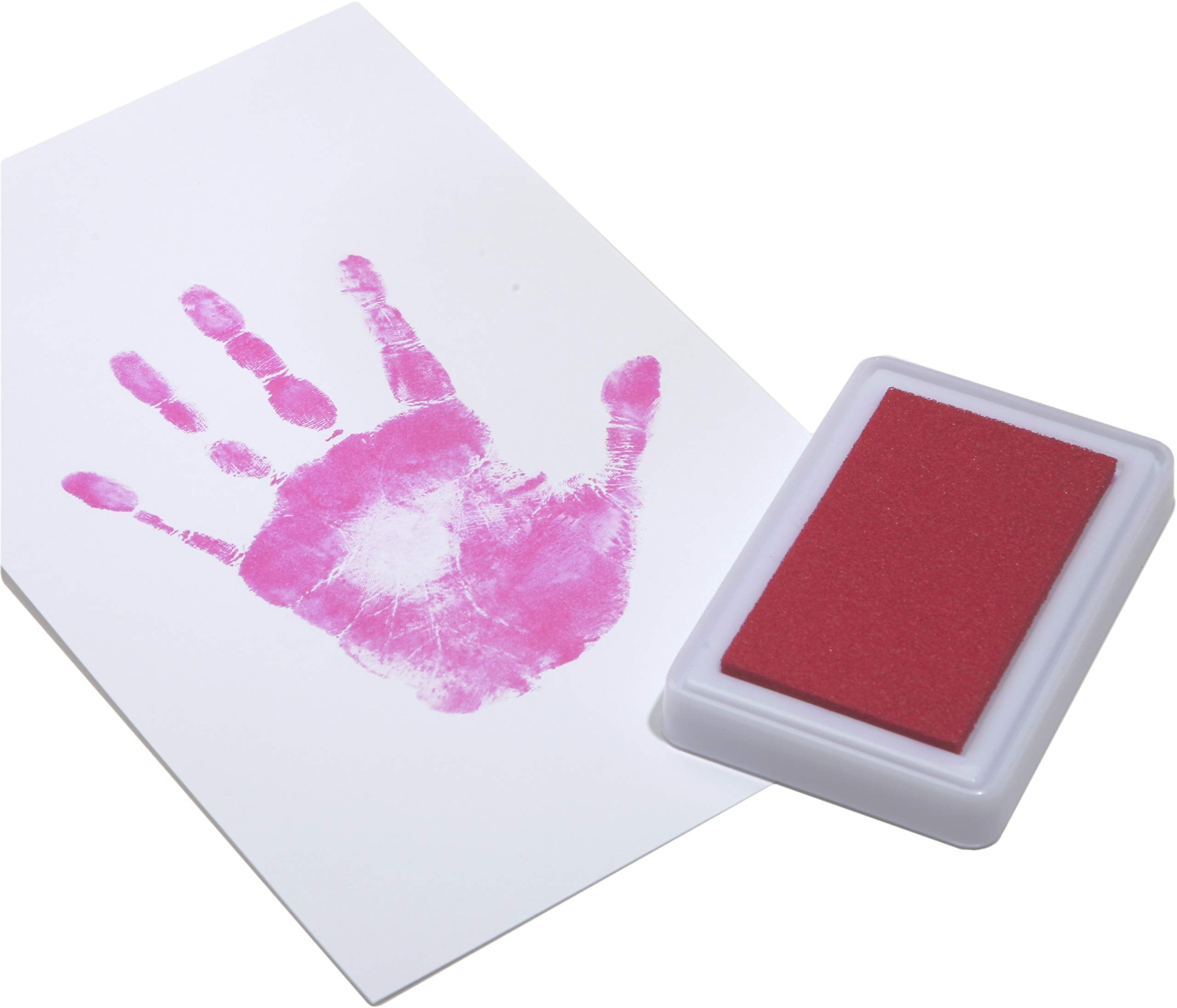 Baby's Touch pink footprint ink pad yields smudge-proof prints for memories.