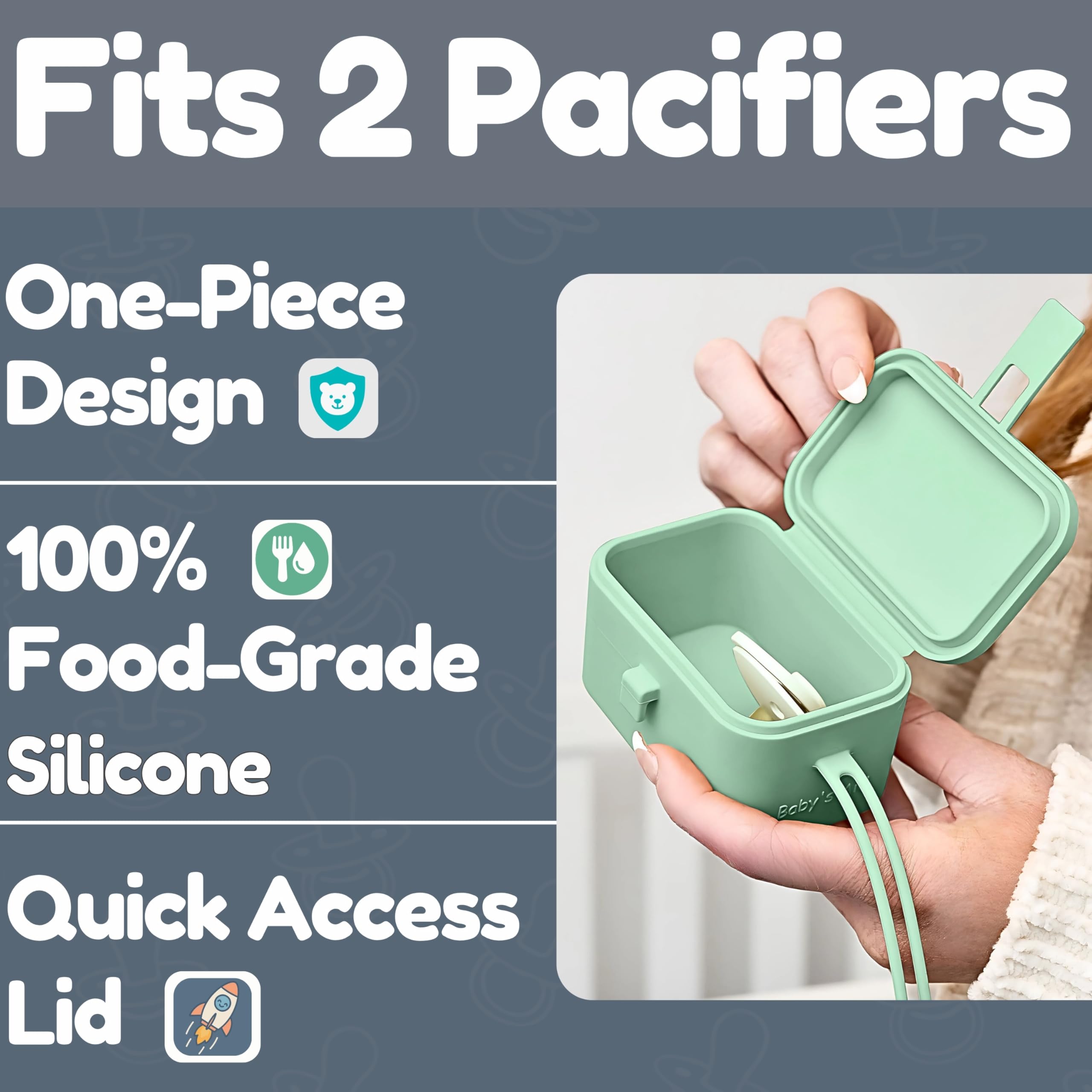 Baby's Aid bpa-free silicone close-up highlights durable, one-piece design that's easy to clean