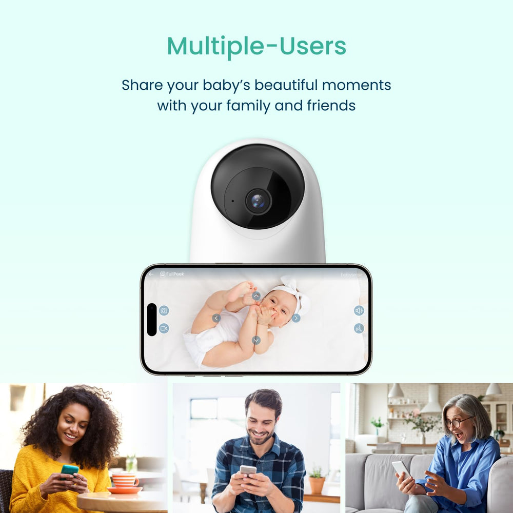 Babysense 2Peek app interface showcases easy setup and live viewing.