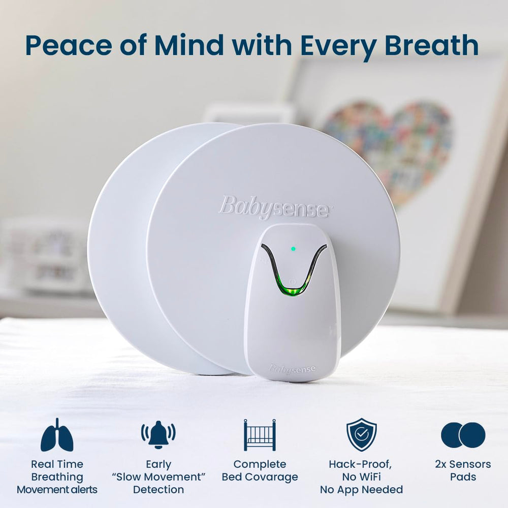 Babysense 7 passive sensor system with safe, contact-free placement.