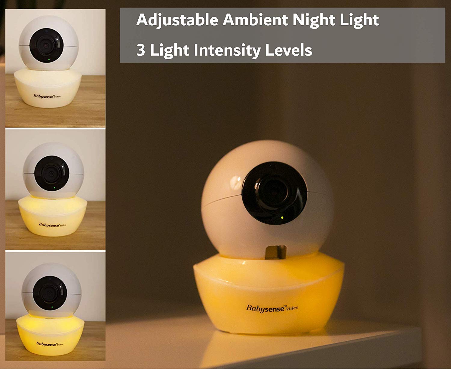 Babysense add-on camera v43 pan-tilt action enables easy room tracking.