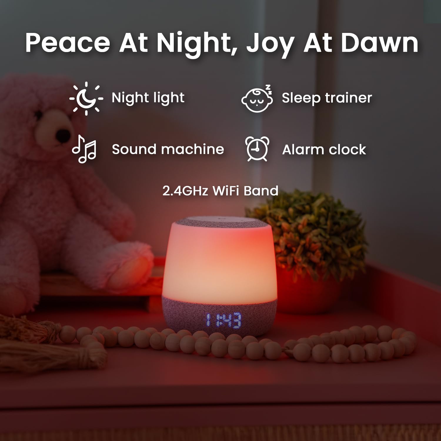 Babysense Dreamer 2.0 night-light feature showing calming glow for bedtime routines