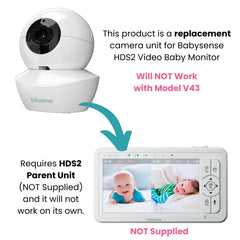 Babysense HDS2 addon camera mounted on wall demonstrating flexible monitoring and repositioning