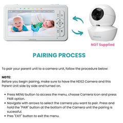Babysense HDS2 remote pan-tilt camera follows movement from the parent unit