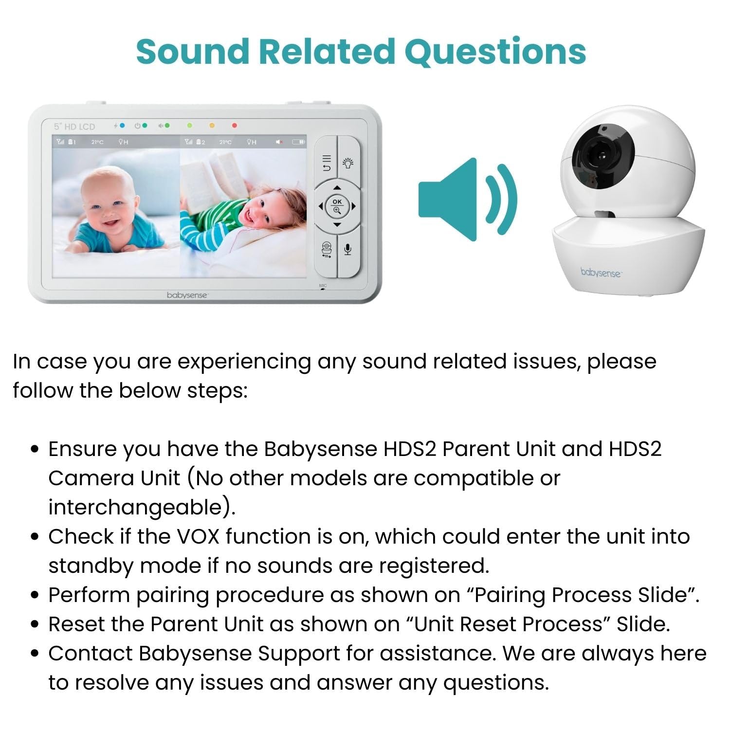Babysense HDS2 connection status indicator helps verify reliable monitoring setup.