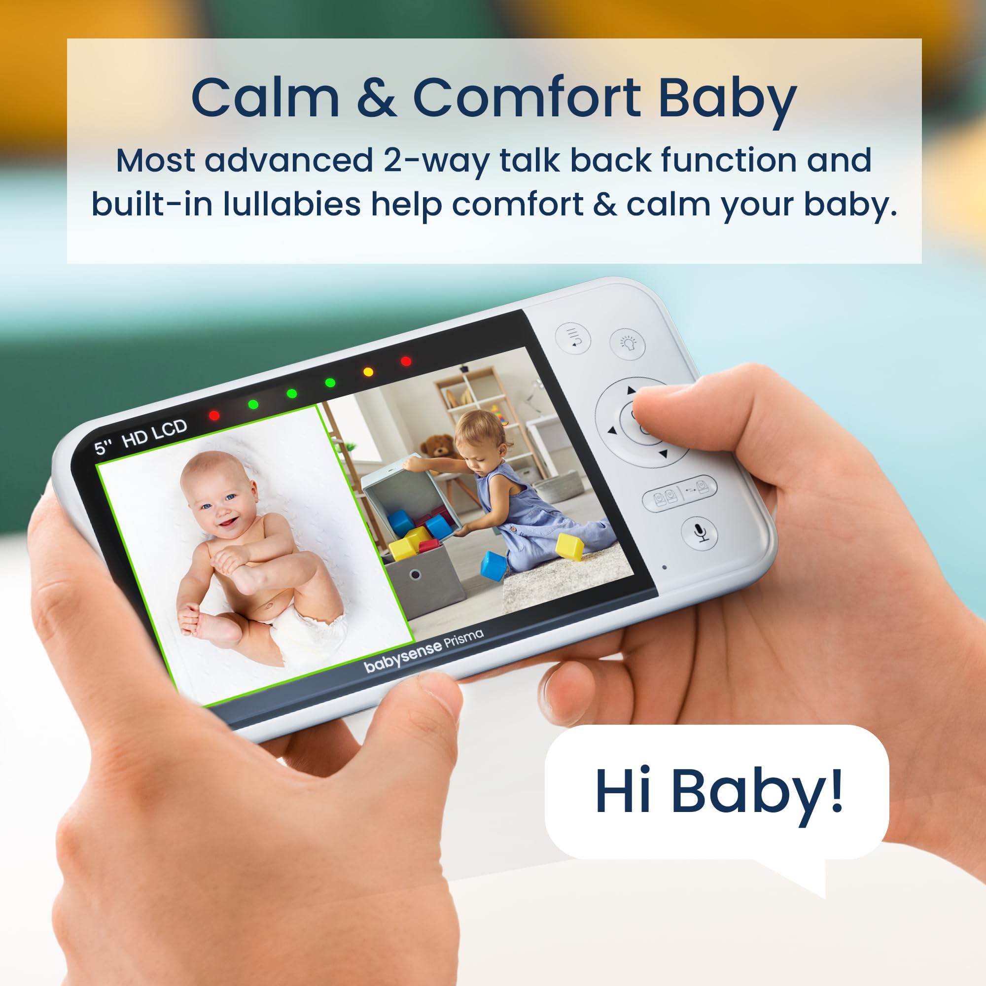 Babysense Prisma lullabies provide gentle melodies for bedtime wind-down.
