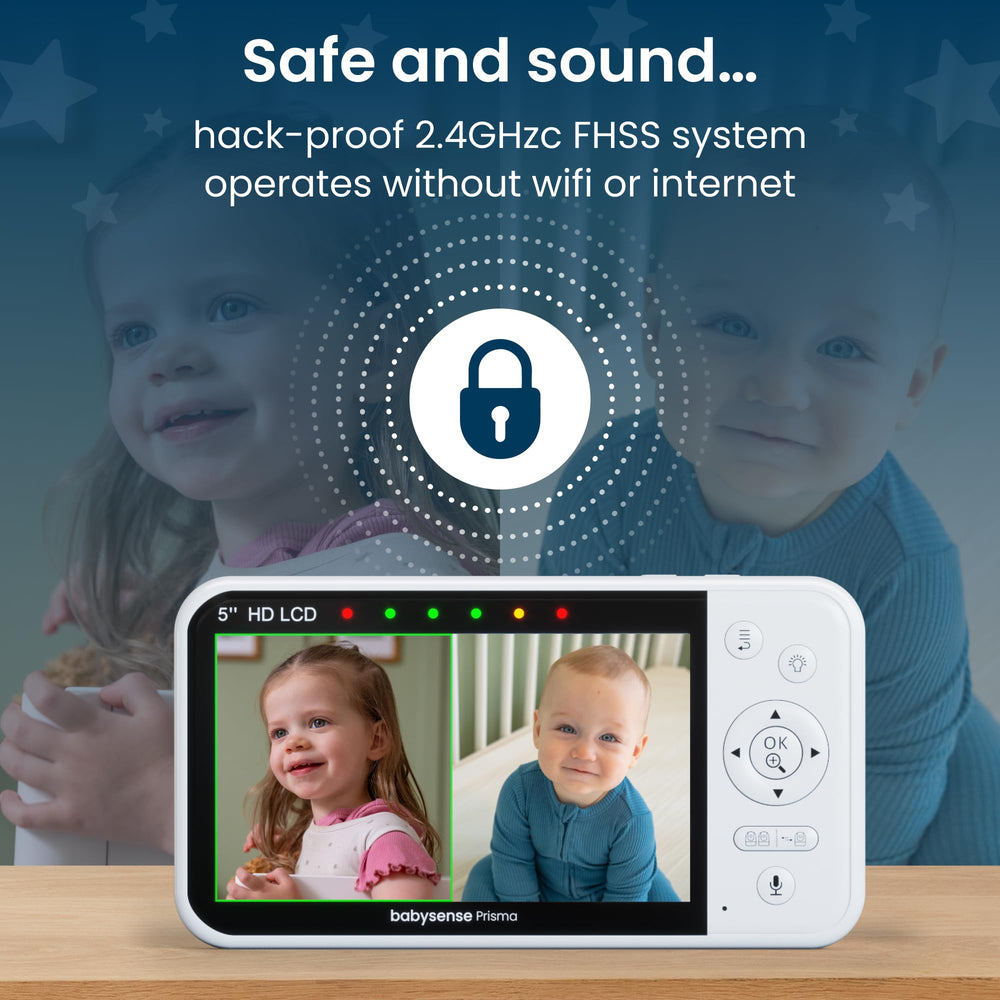 Babysense Prisma no-wifi secure design ensures private monitoring without internet.