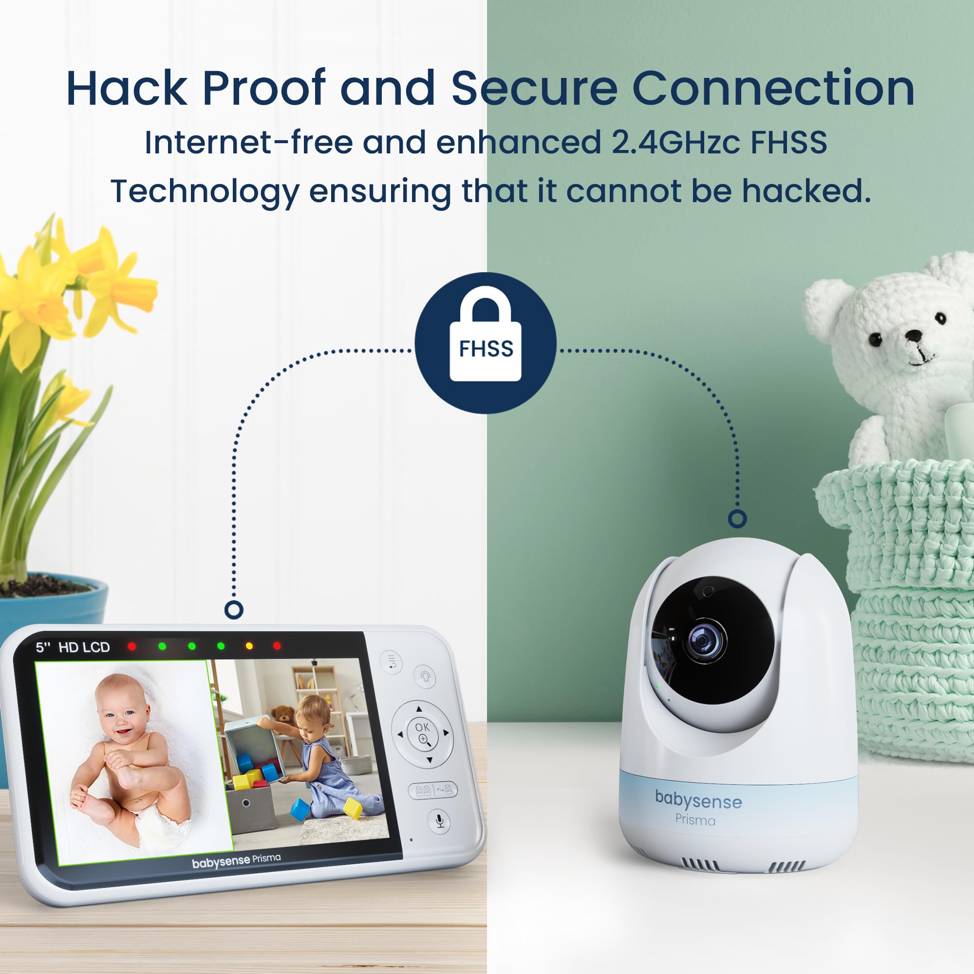 Babysense Prisma two cameras PTZ setup for dual-room monitoring at a glance