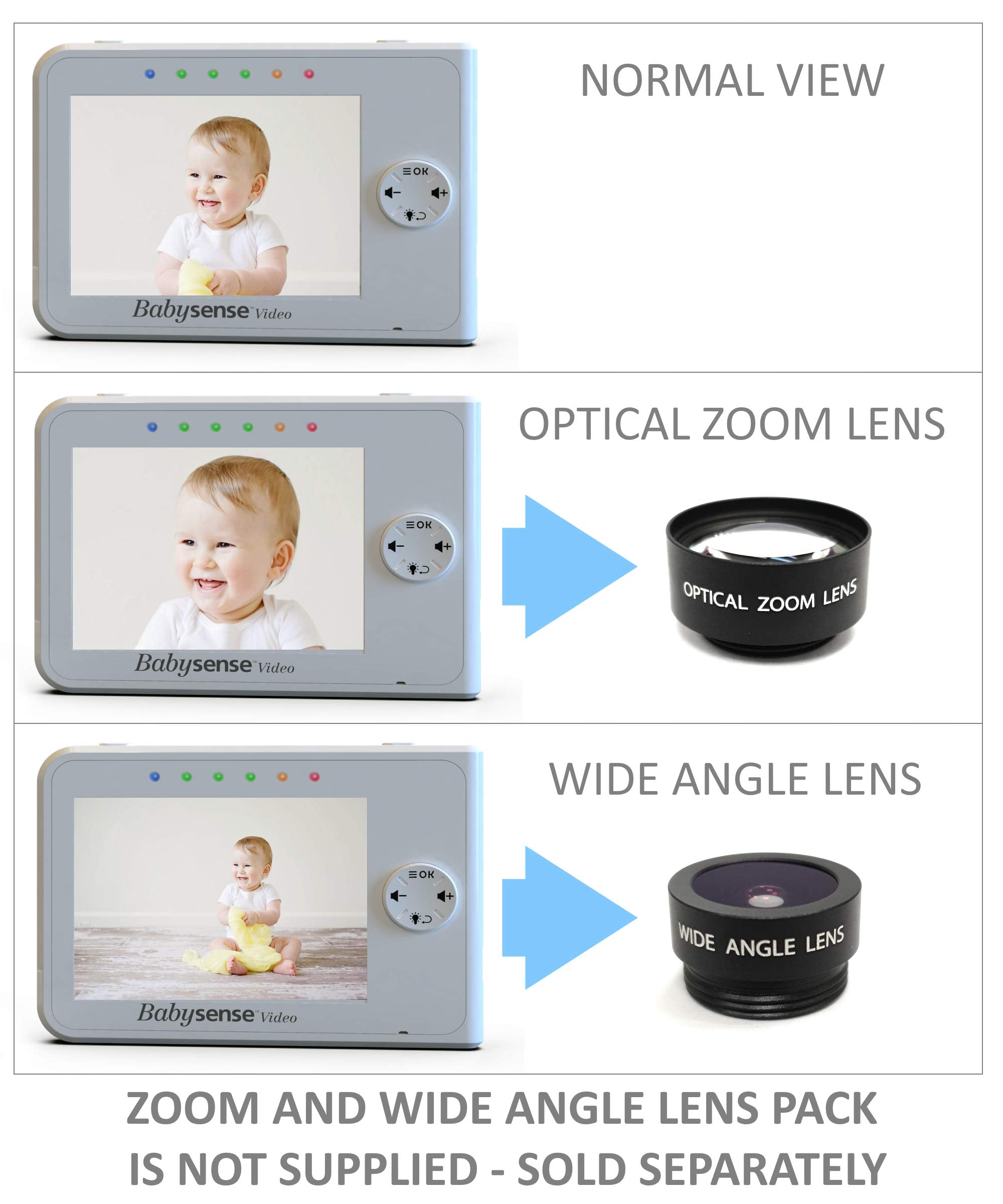 Babysense 960-foot open-space range shown for extended parent monitoring.