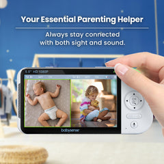 Babysense split-screen multi-camera view enables simultaneous monitoring.