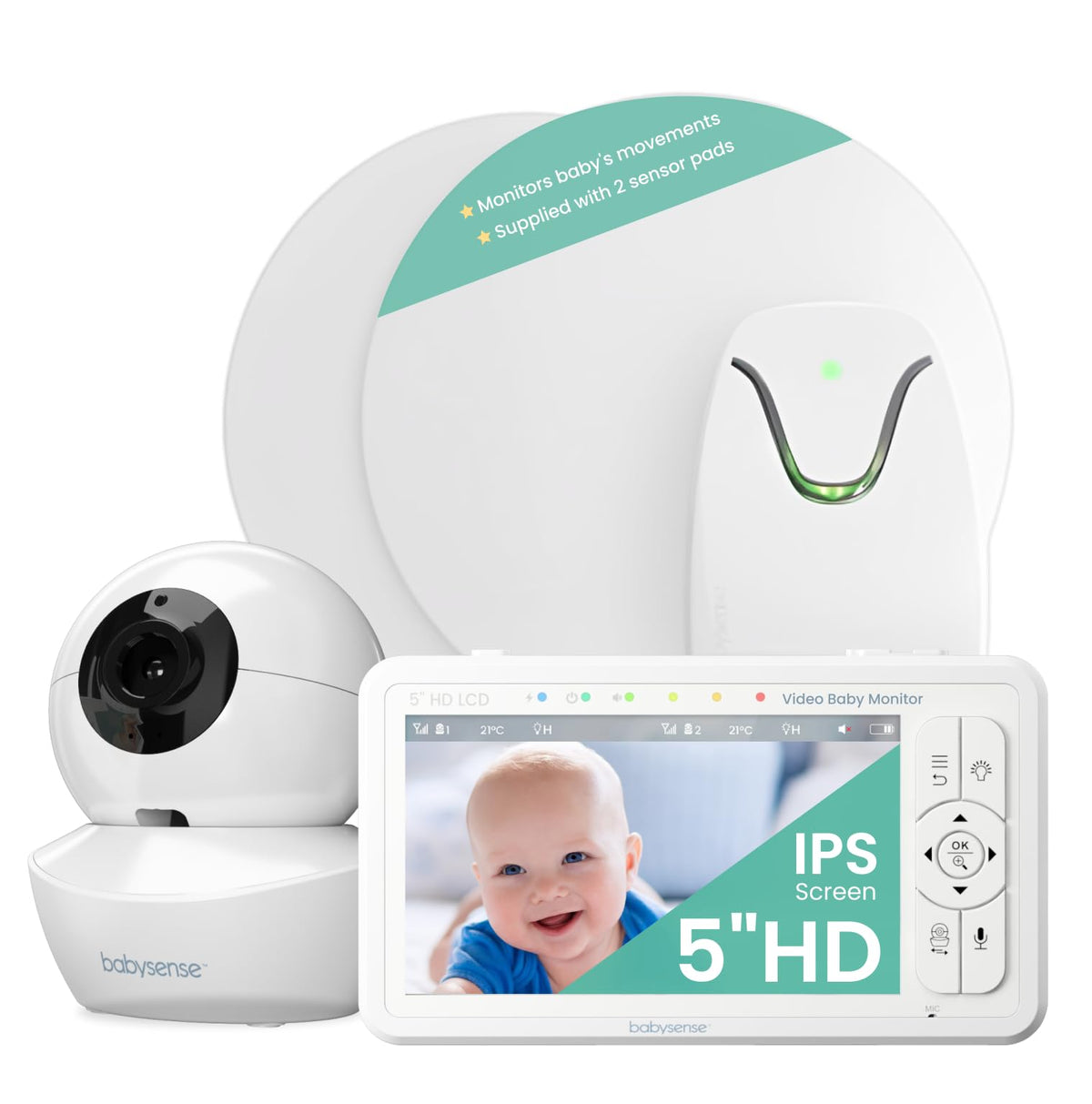Babysense True Sleep HD monitor camera with PTZ view for flexible viewing