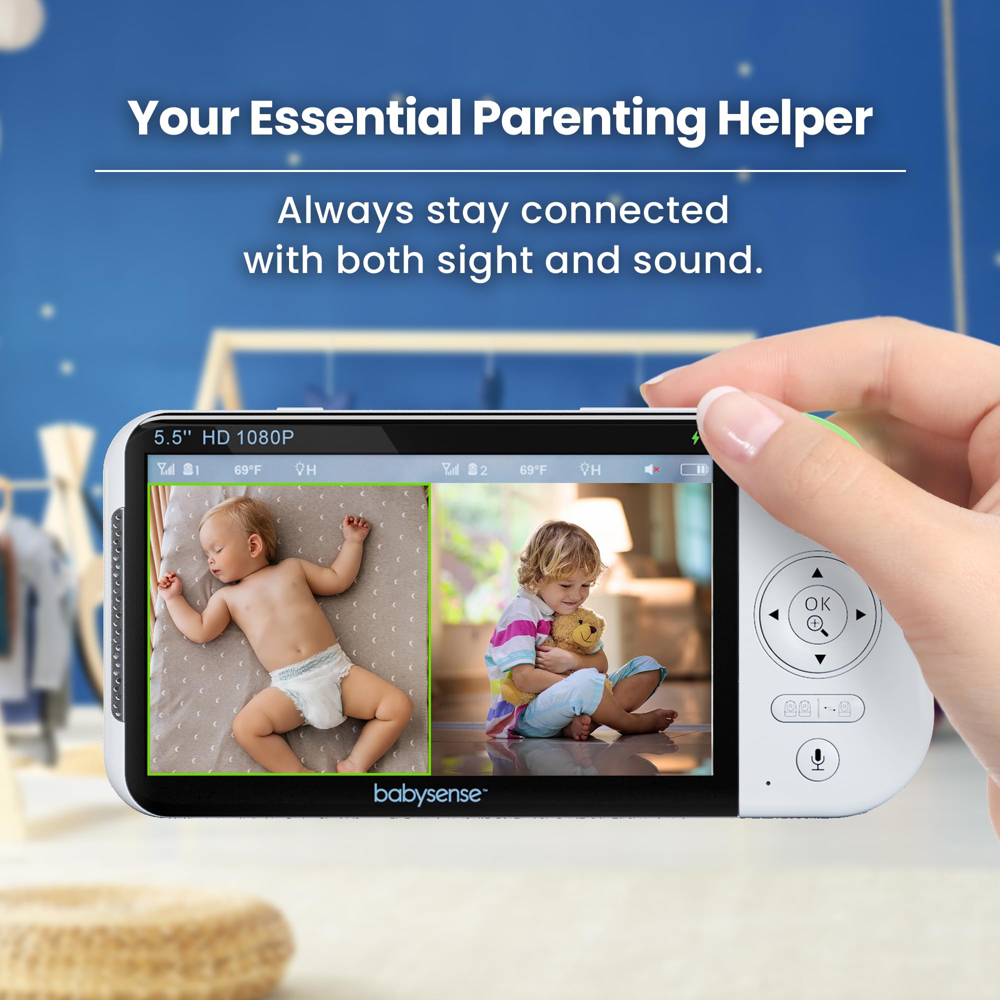 Babysense includes two cameras for quick multi-room setup.