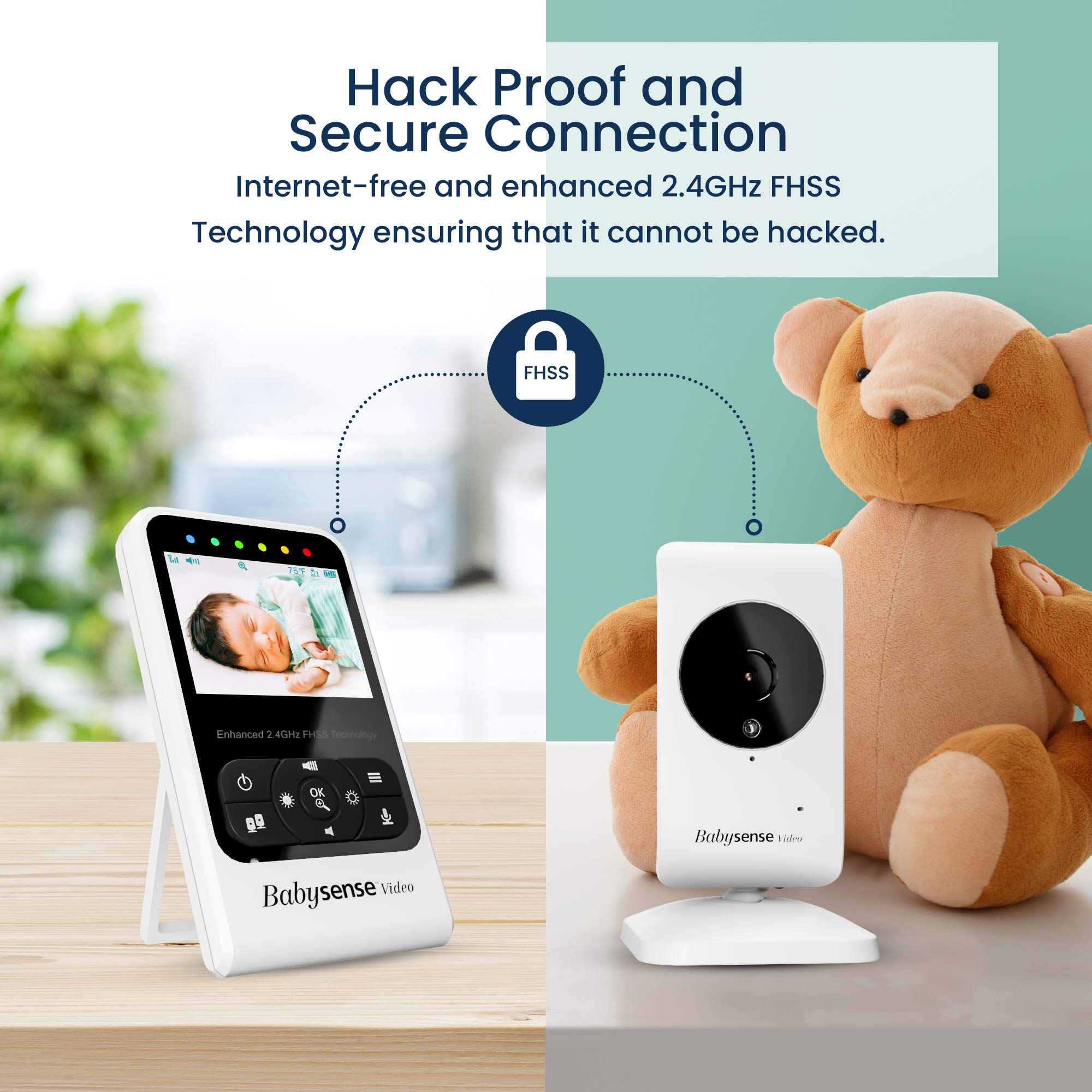 Babysense V24R night-vision view for low-light baby monitoring.