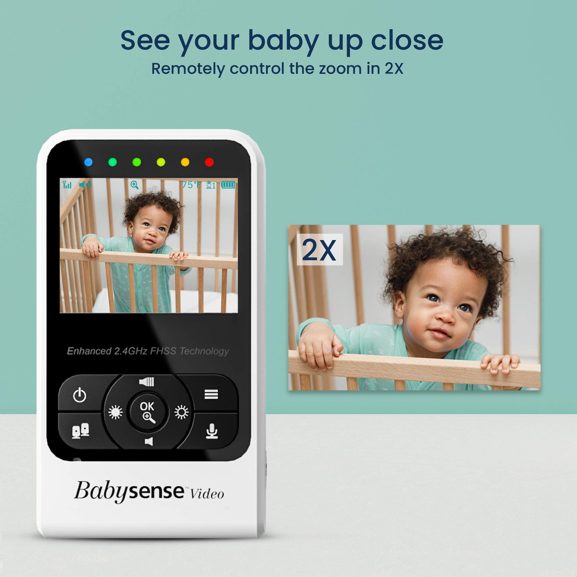 Babysense V24R room-temperature display keeps you informed of nursery conditions.