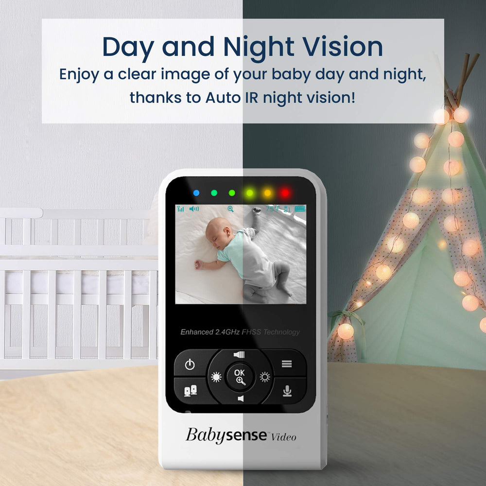 Babysense V24R two-way-talk enables soothing voice communication across rooms.