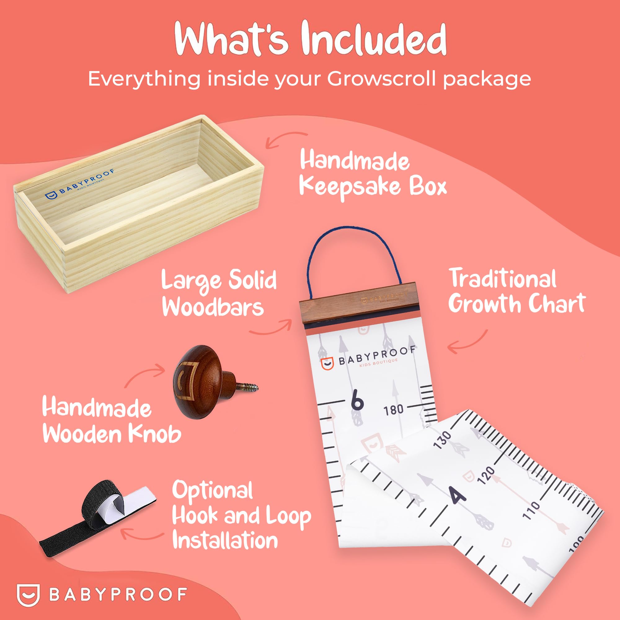 BabyProof Growth Chart wooden keepsake box stores milestones for lasting memories