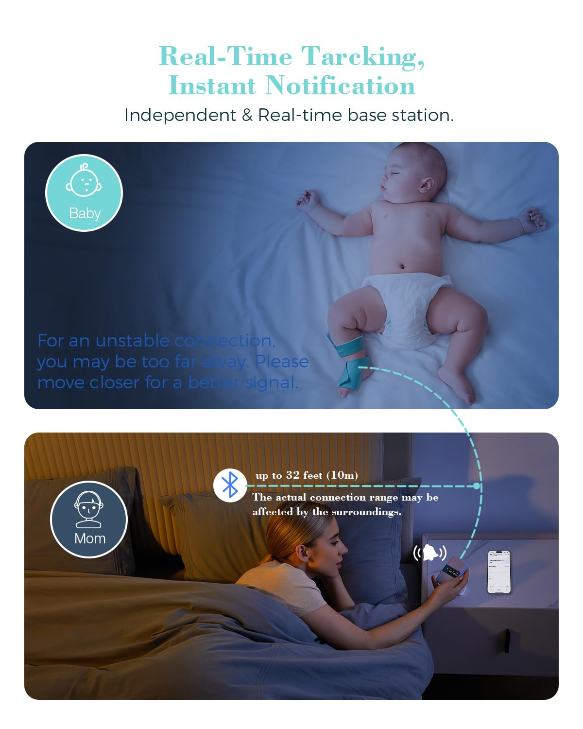 Babytone app dashboard syncing data across devices for trends.
