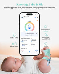 Babytone baby sock monitor movement tracking visualizes baby activity during night sleep.