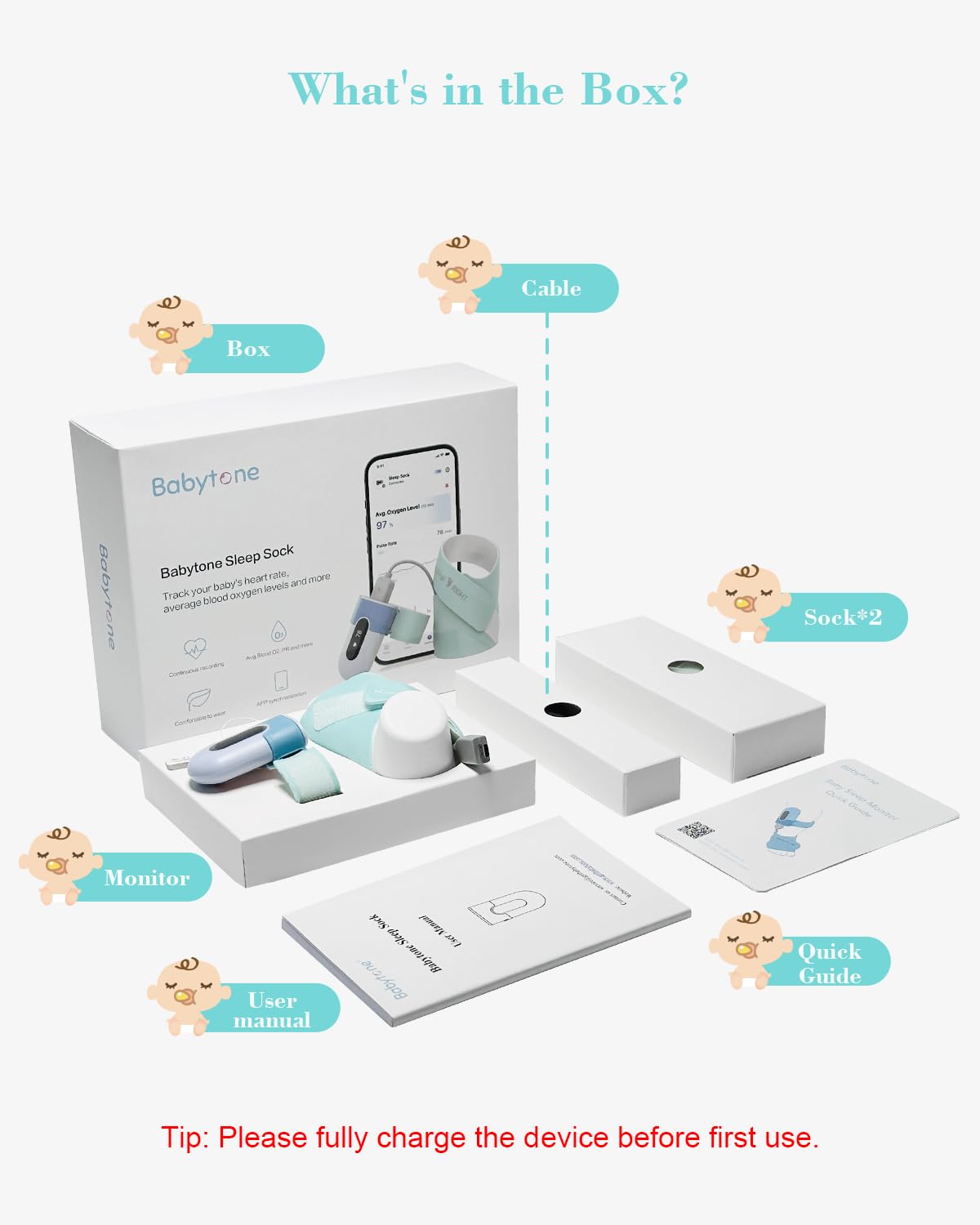 Babytone-charging-5v1a indicates safe, compatible powering.