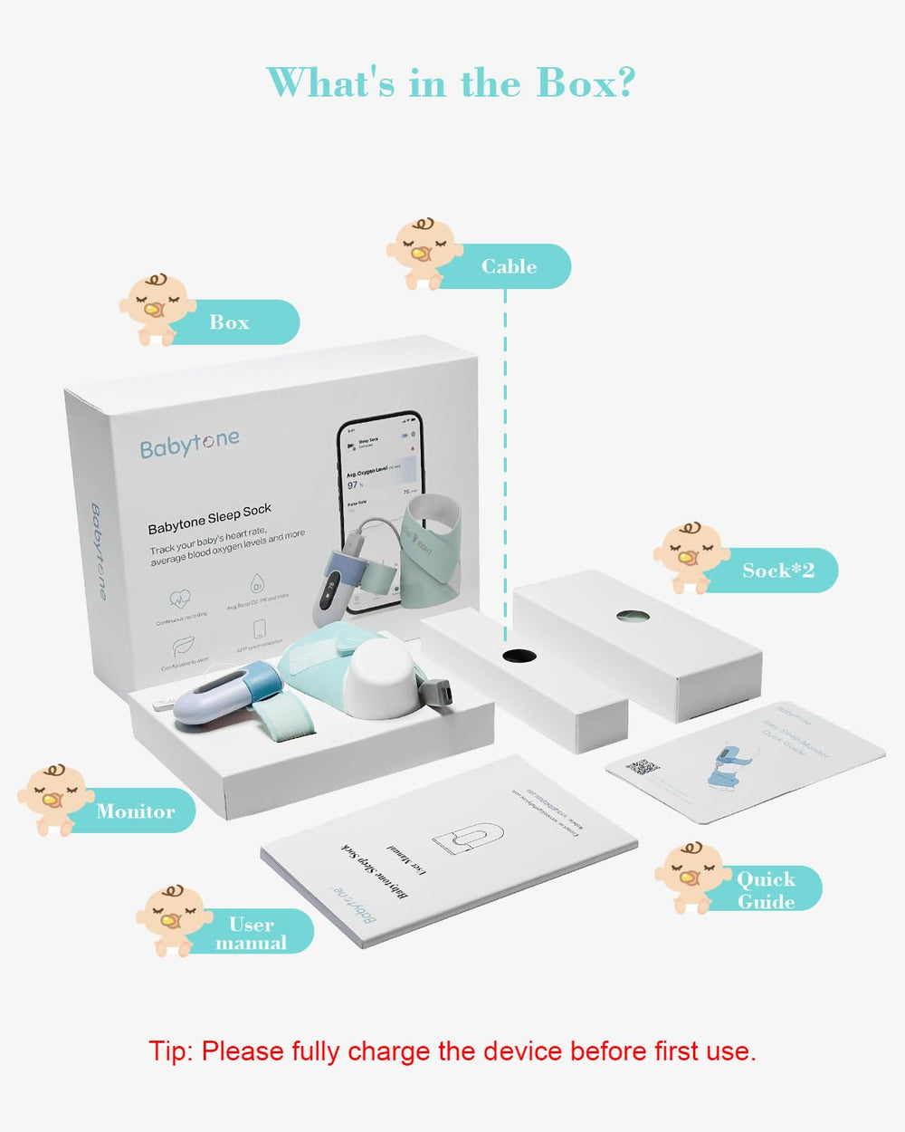 Babytone-charging-5v1a indicates safe, compatible powering.