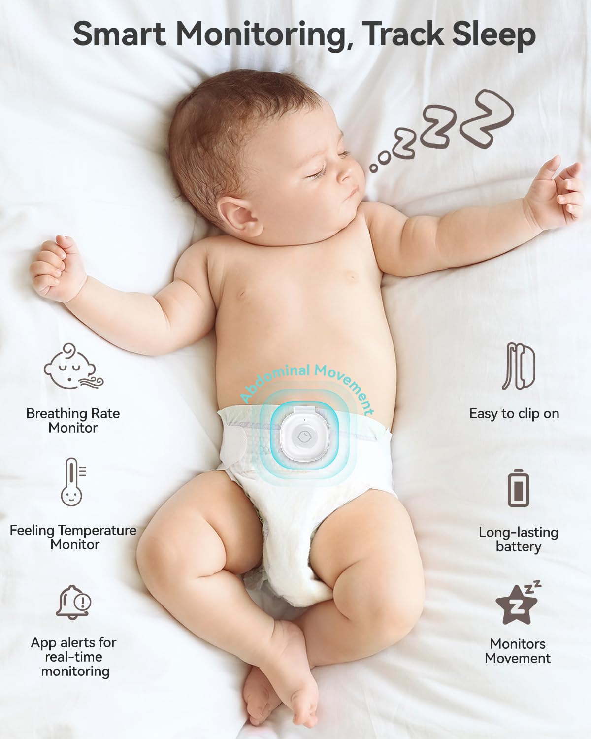 Babytone smart monitor rollover alert visual shows infant position changes quickly