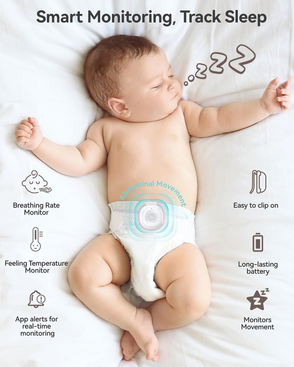 Babytone smart monitor rollover alert visual shows infant position changes quickly