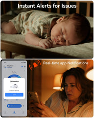 Babytone smart monitor temperature tracker display highlights ambient baby temperature trends