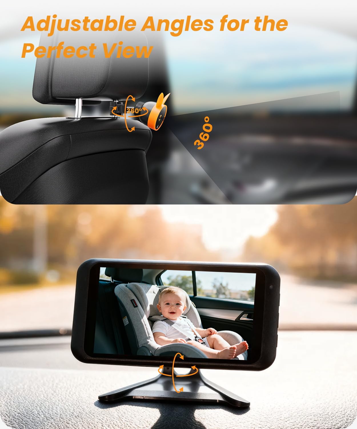 Secure headrest mount keeps BV2 camera steady on bumpy roads