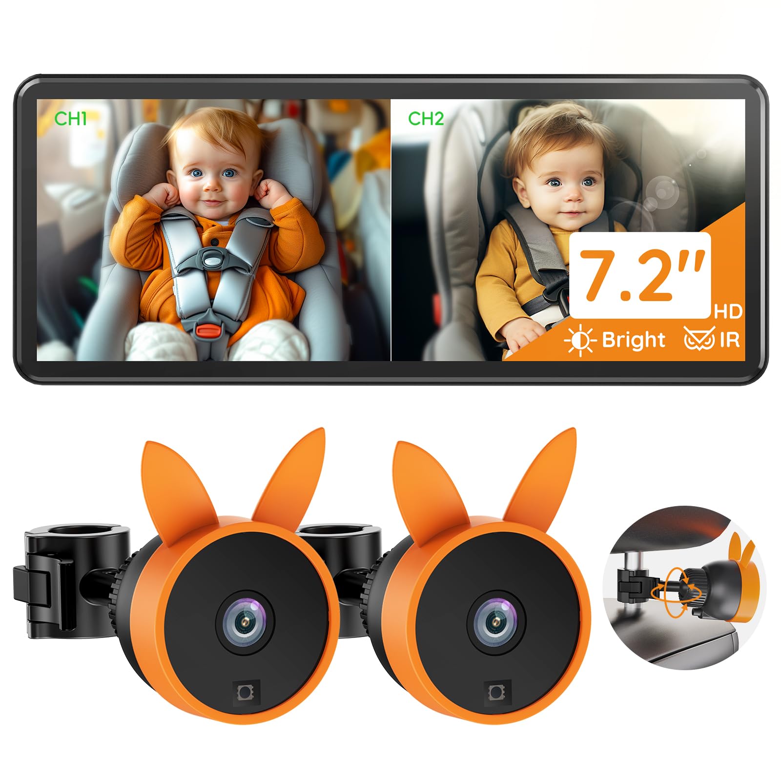 Babyvue BV3 Pro split-screen monitoring shows two kids at once for peace of mind.