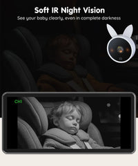 Babyvue BV3PRO IR night vision demonstrating back-seat visibility after dark