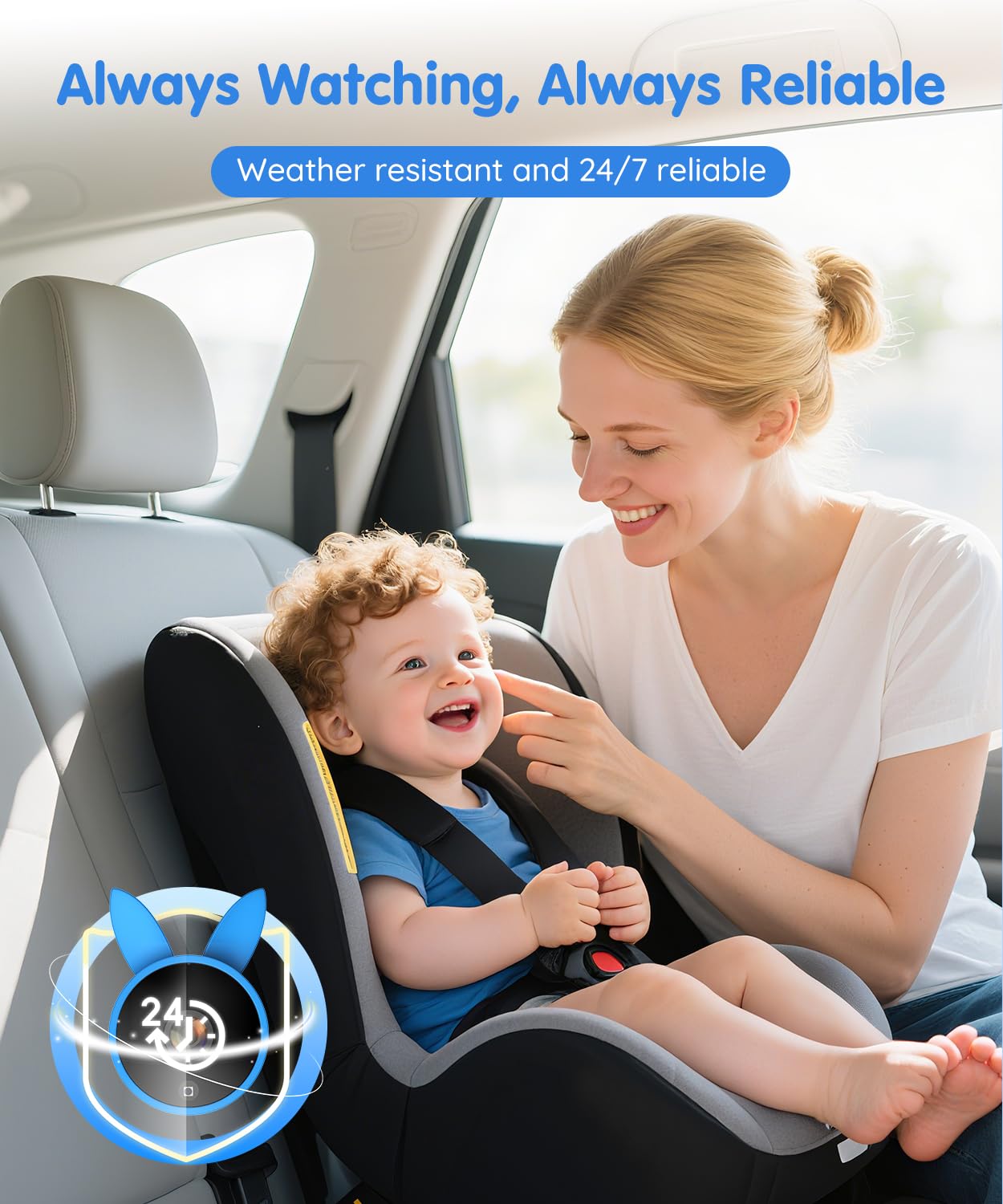 Babyvue BV4 bunny-ear cover adds playful charm while protecting the camera.