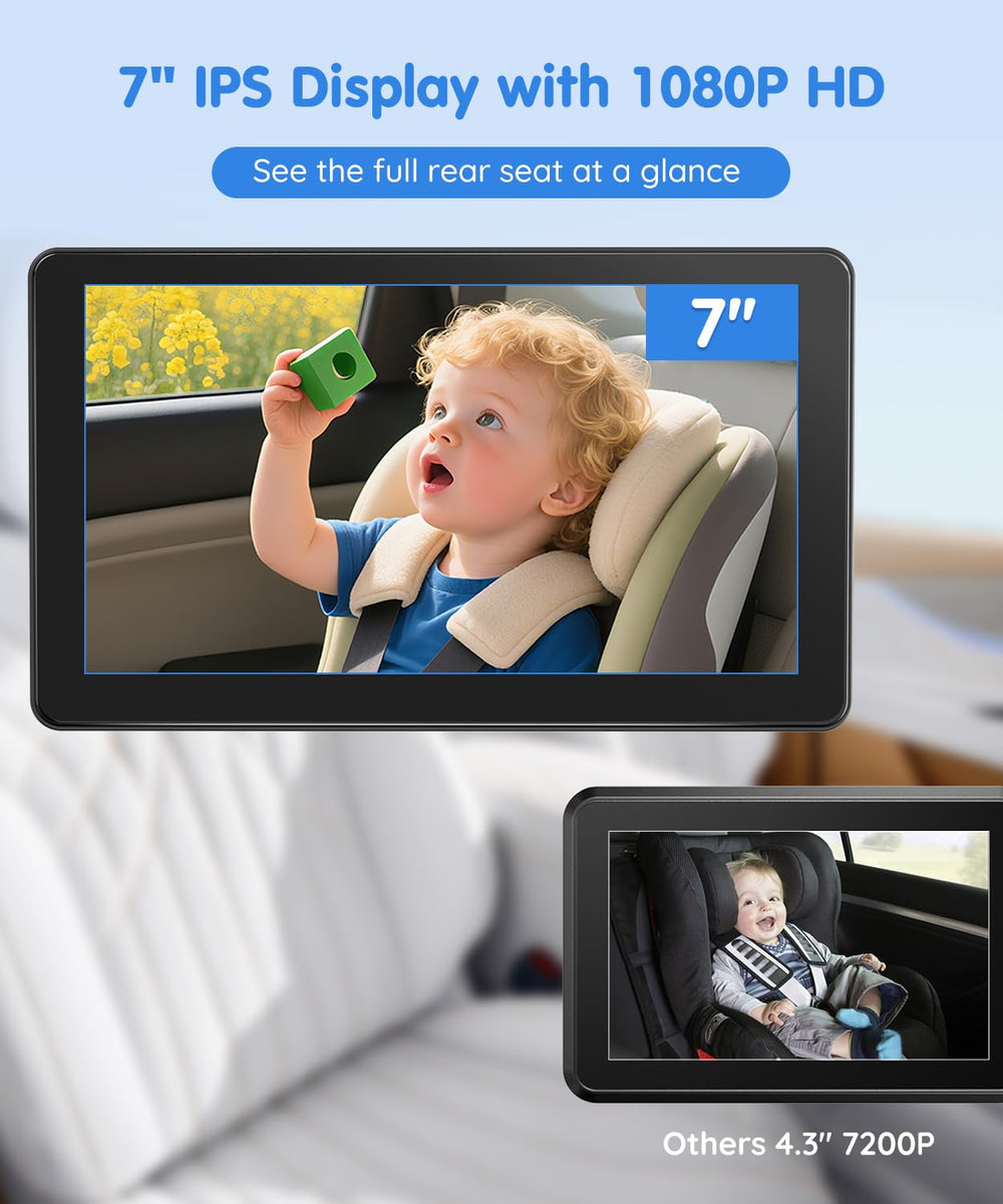 Babyvue BV4 night vision provides clear 1080P images in low light for late drives.