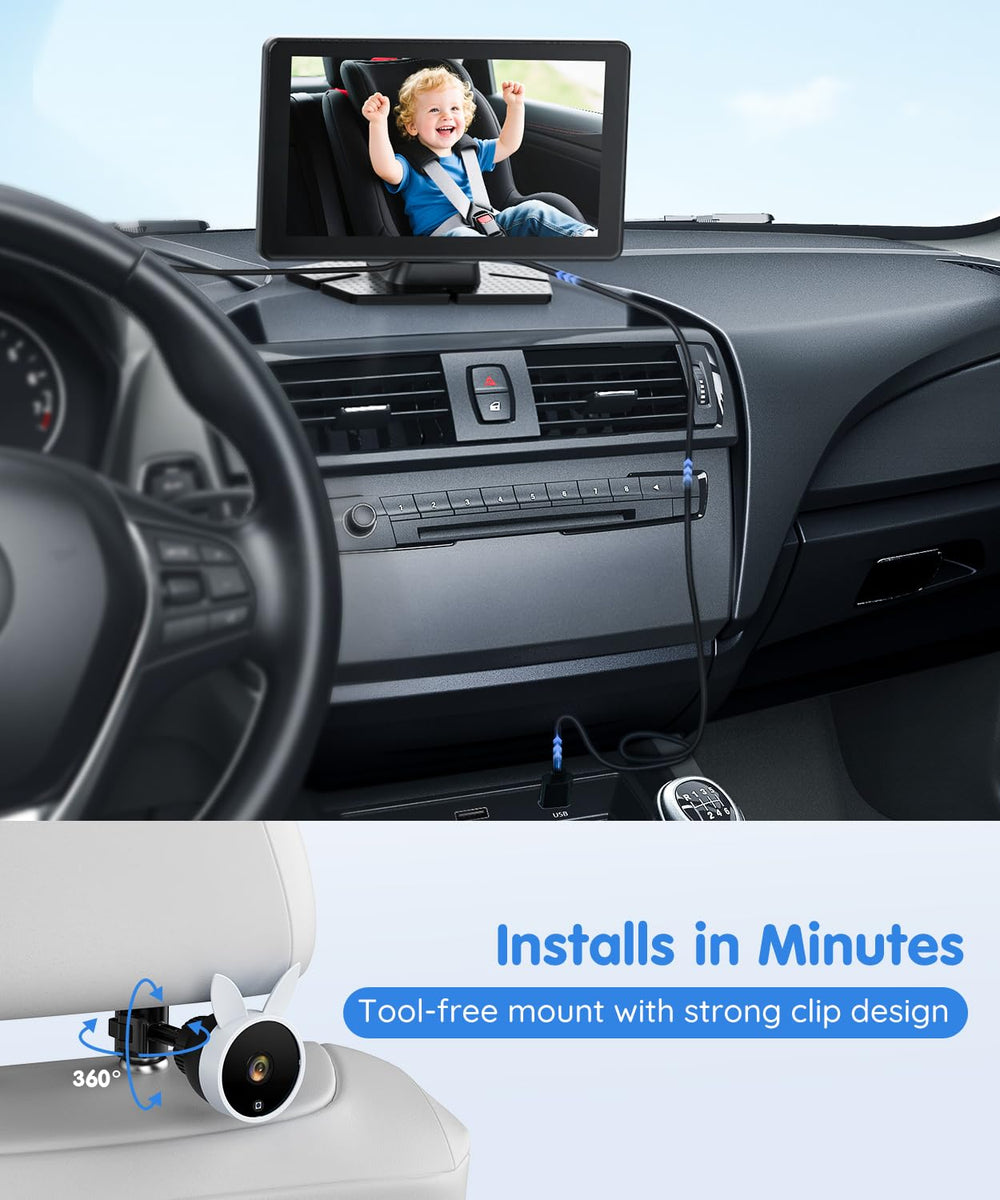 Babyvue BV4 ultra-wide-viewing-angle shows full backseat clearly.
