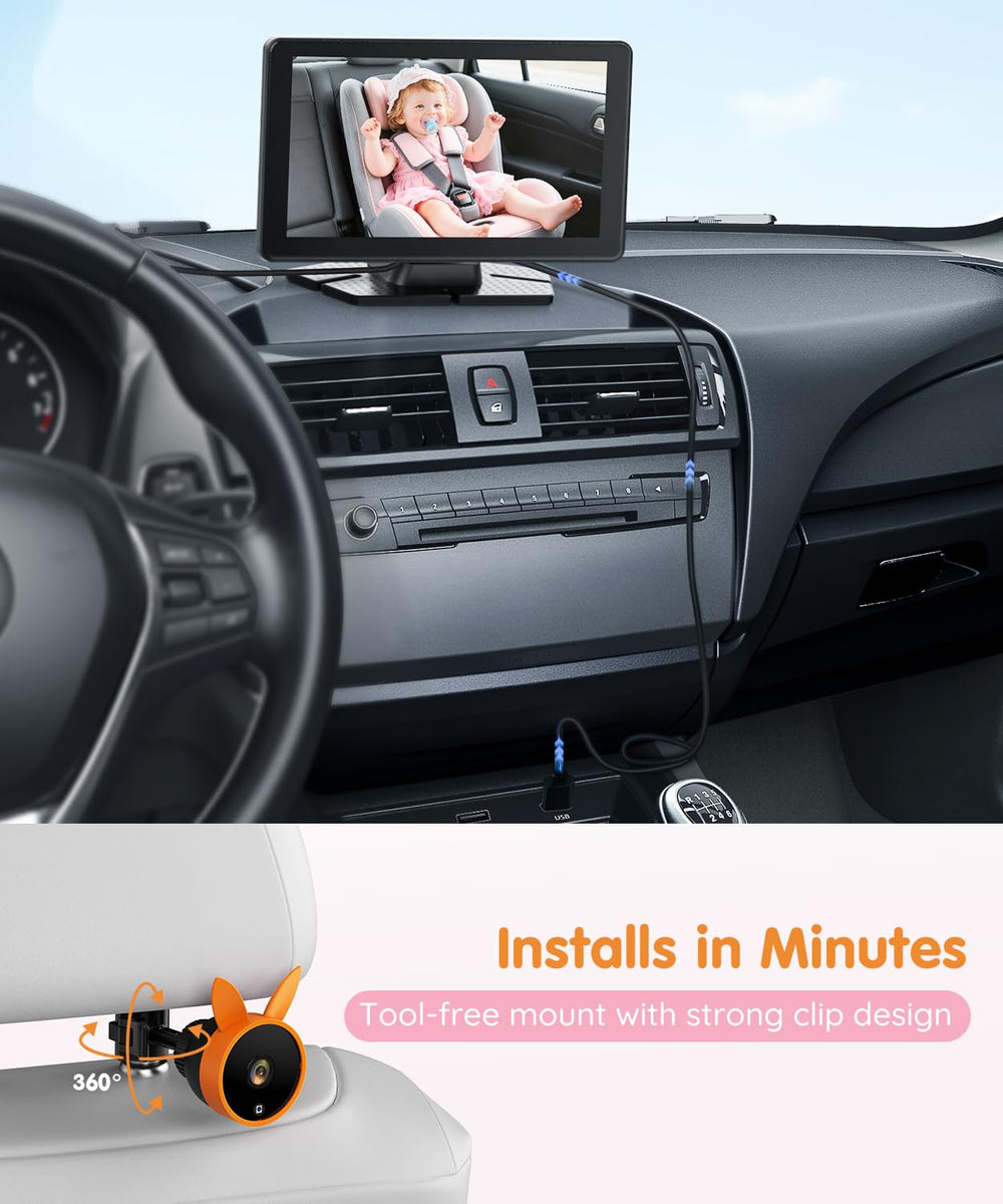 Babyvue BV4 ultra-wide viewing angle covers backseat with no blind spots.