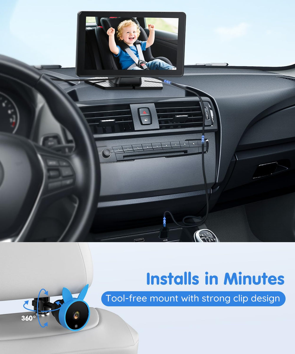 Babyvue BV4 ultra-wide view keeps baby and backseat in clear focus.